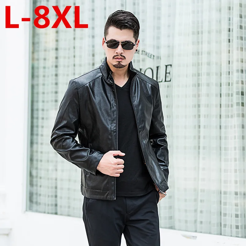 Куртка мужская демисезонная из ПУ кожи батальных размеров 7XL 6XL 5XL 4XL|men coat|men jacketjacket