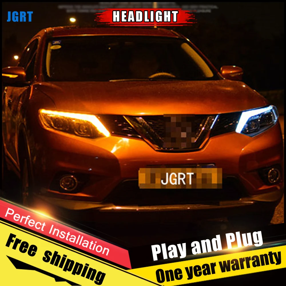 Автомобильный Стиль светодиодный фары для Nissan X Trail 2014 2016 налобный фонарь