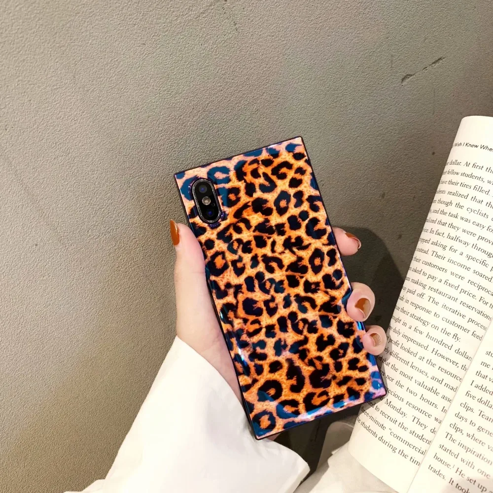 ORYKSZ For iphone X 6 6s 7 8 Plus Case Leopard print Pattern Tempered Glass Silicone Cases XS XR MAX Back Cover |