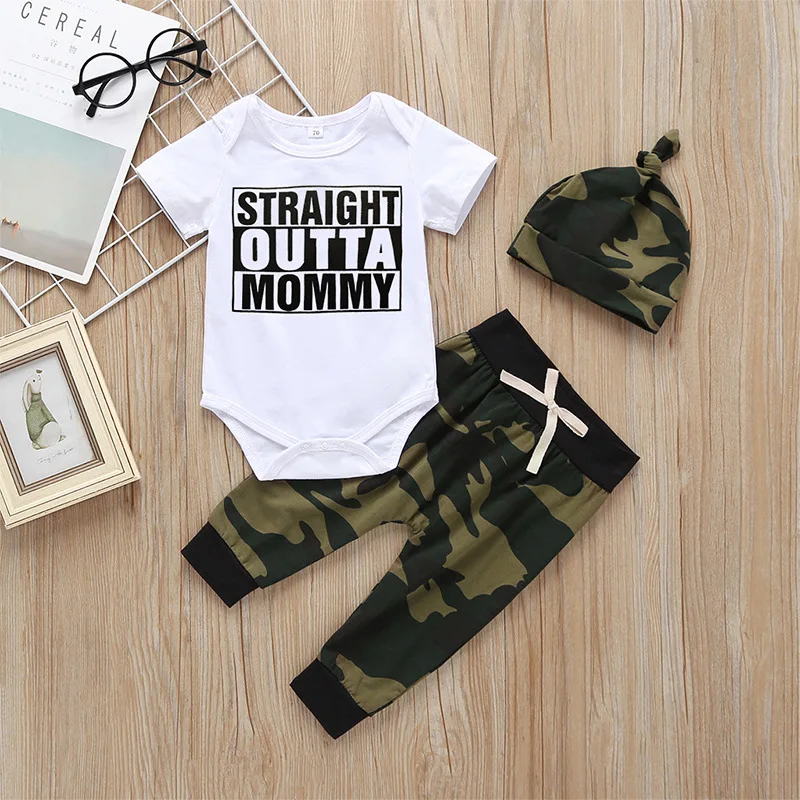 Комплект из 3 предметов для новорожденных мальчиков хлопковый комбинезон