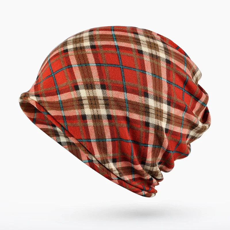 Unisex Plaid Fleece Hiking Cycling Caps Multi-function Collar Scarf Face Mask Cotton Velvet Autumn Winter Knitted Beanies | Спорт и
