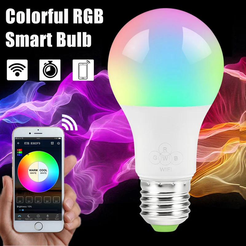 Смарт лампочка WIFI RGB RGBW с регулируемой яркостью светодиодный светильник лампа 16