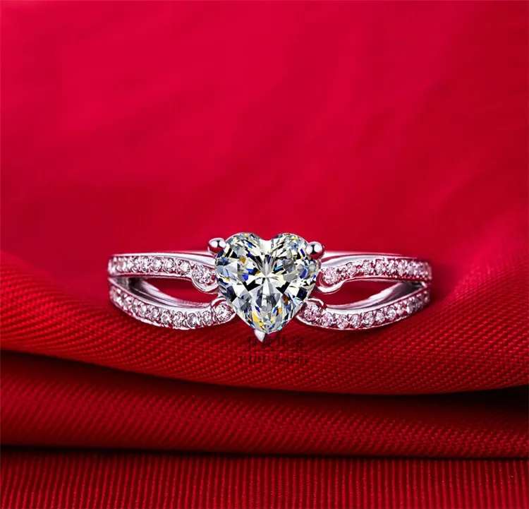 

Classic 2Ct Test Positive Moissanite Wedding Ring Solid 14K White Gold Customized Jewelry Au585 Anniversary Ring for Lover