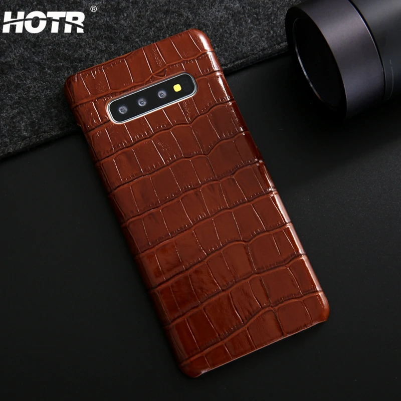 

S10 Crocodile Genuine Leather Case for Samsung Galaxy S10 plus Real Leather Back Case for Samsung S10 Plus Cowhide Leather Case