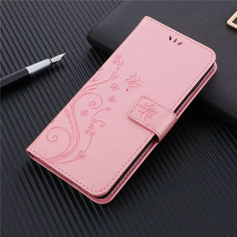 Чехол-книжка премиум класса из искусственной кожи с рисунком бабочки для samsung A30 A50 M10 M20 M30, чехол-кошелек с отделением для карт, чехол для телефона - Цвет: Rose Gold