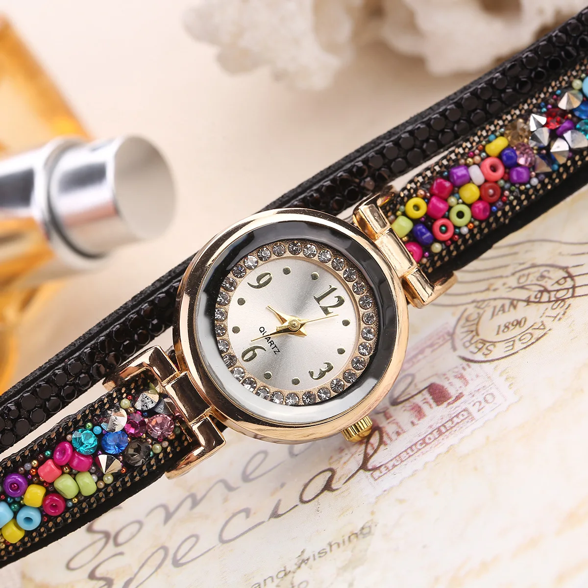 

Fashion Luxury Leather Clock Women Classic Crystal Decor Bracelet Watches Ladies Quartz Watch Ceasuri Reloj Mujer Montre Femme