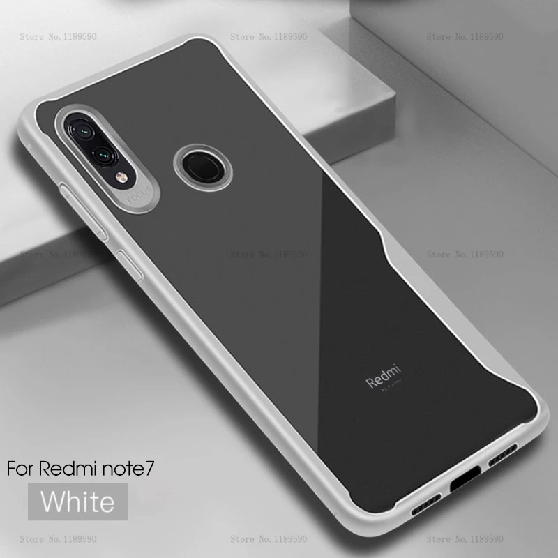 White Чехол для Xiaomi Redmi Note 7, Силиконовый противоударный чехол для Xiaomi Mi 9 Redmi 7 6 Pro Note 7 6 5 Pro, защитный чехол на заднюю панель, чехлы - Цвет: White