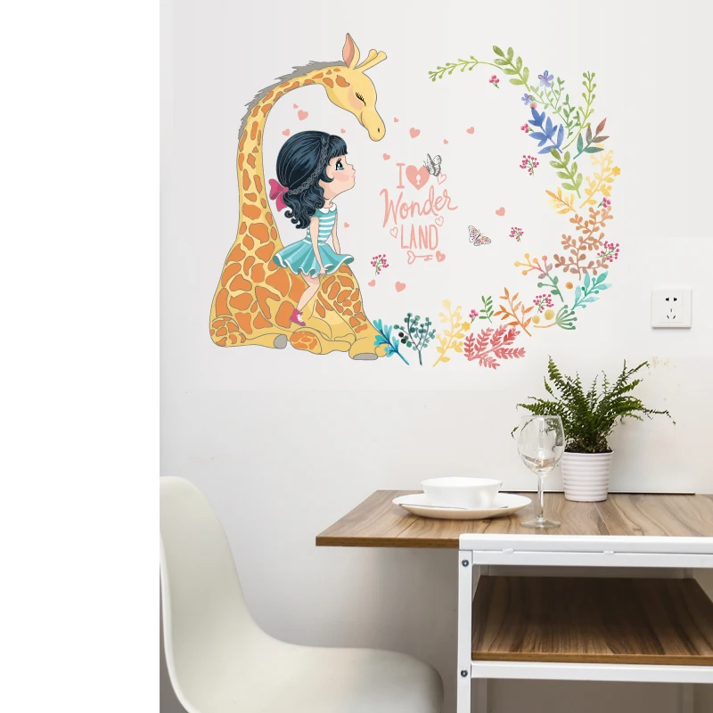 Giraffe Girl Nursery Living Room Bedroom Removable Self-adhesive Door Furniture Wall Stickers Decal Decor Art Poster Mural dc23 | Дом и сад