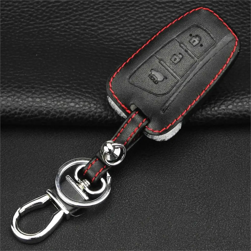 Jingyuqin 3 кнопки дистанционного Авто Кожаный чехол для ключей hyundai Santa Fe 2013 grand 2015
