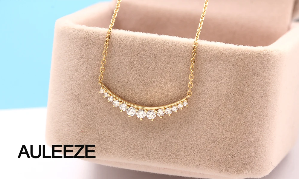 AULEEZE Lucky Smile 0,25 cttw настоящий бриллиант кулон 18 К желтого золота натуральный алмаз ожерелье для женщин вечерние ювелирные изделия