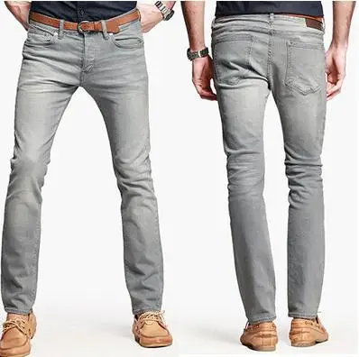 KUEGOU man washed cowboy full lenght pant male skinny casual pencil 2337 | Мужская одежда