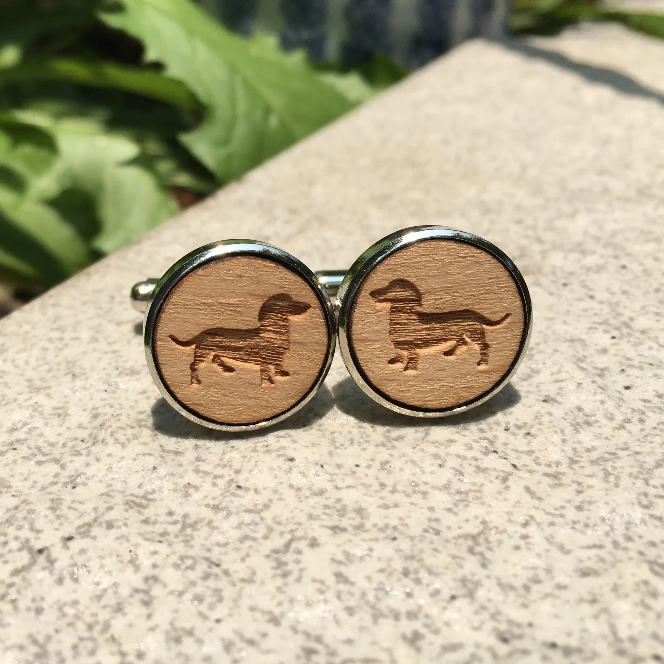 Деревянные Запонки для колбасы лазерная резка свадебные запонки собак Такса с