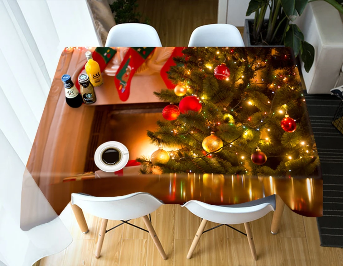 

Customizable Size Christmas Table Cover Christmas Tablecloth 3D Printing For Tables