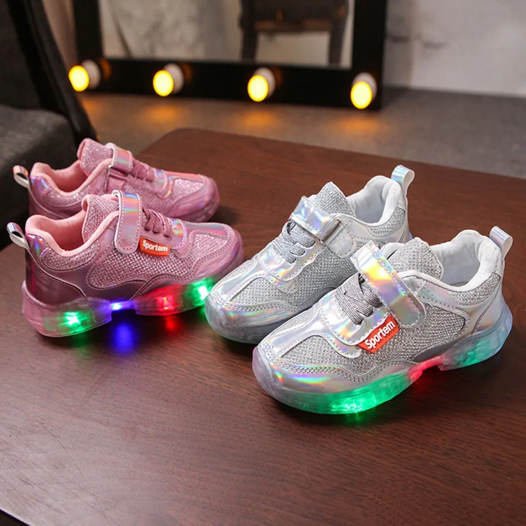 2019 Autumn Kids Girls Boys New Fashion LED lights Shoes Children's Laser Sneakers toddler Luminous students breathable | Детская