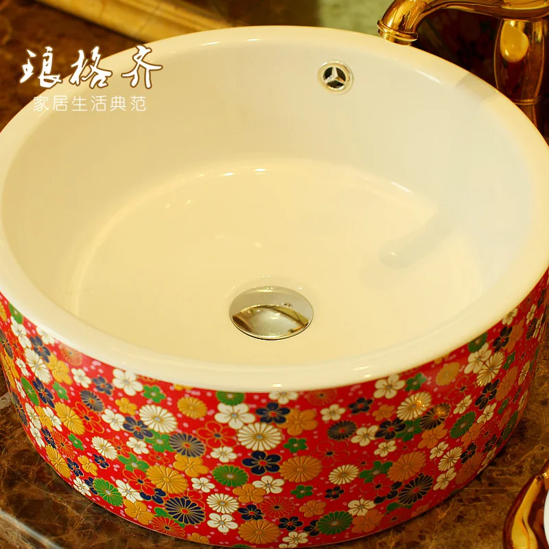 New Product! National mail modern art platform basin wash - the overflow hole flower color |
