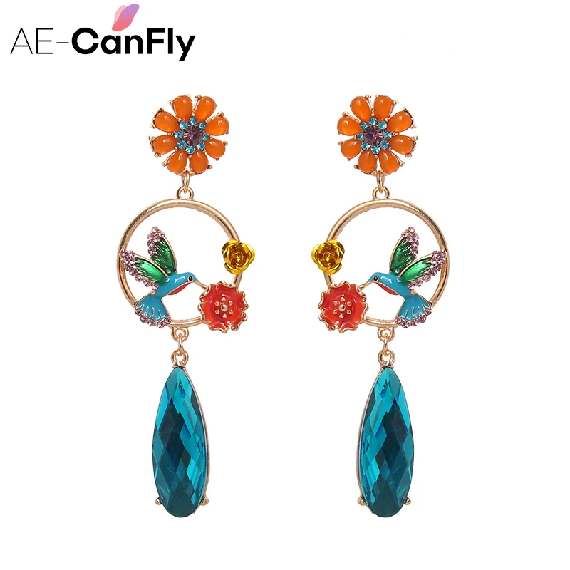 AE-CANFLY новинка европейский стиль элегантный цветок яркие блестящие стразы птица