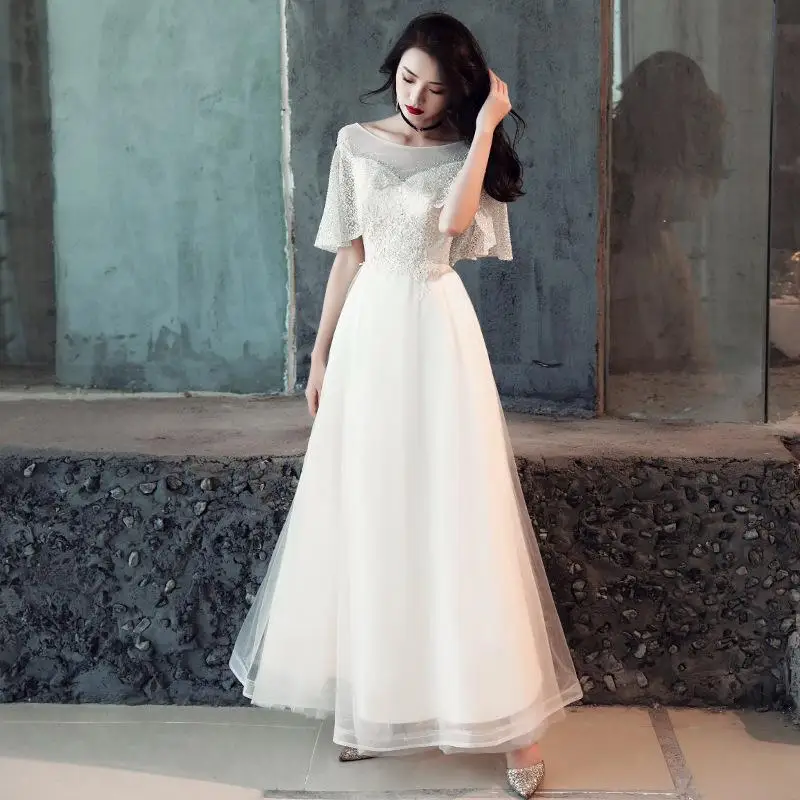 Сексуальное платье в китайском стиле, женское тонкое, вечерние, длинное, Cheongsam, свадебное платье, роскошное, свадебное, Qipao, модная одежда, Vestido - Цвет: Beige White