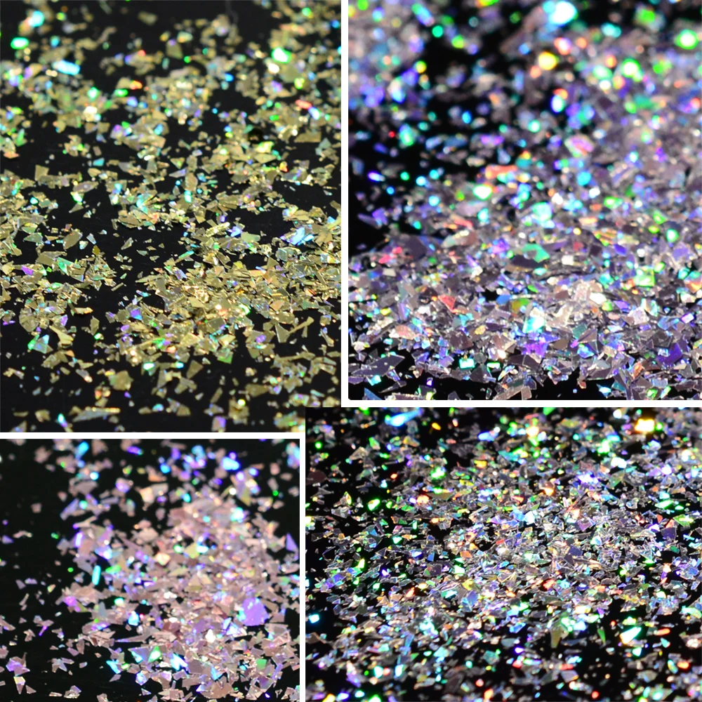 1 чехол Лазерная радужные хлопья порошок для ногтей пыль блестки Нерегулярные