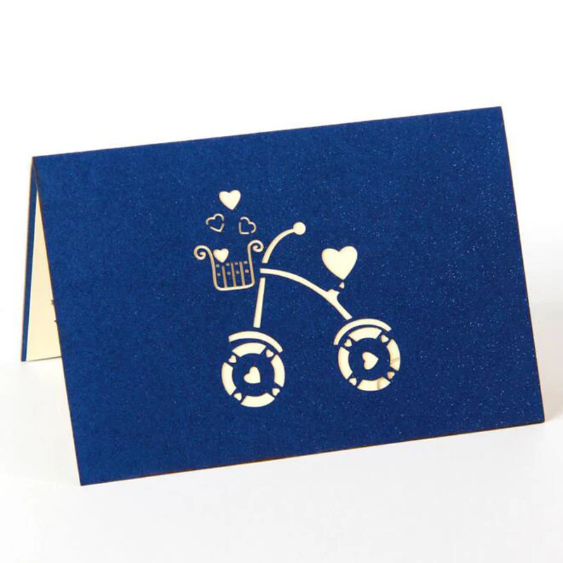 (10 шт./лот) поделки бумаги выскочить Винтаж велосипед поздравительная карта
