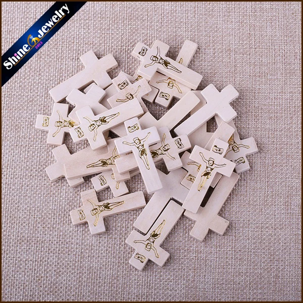 100 шт. новые деревянные кресты натурального цвета Резные с распятием Иисуса