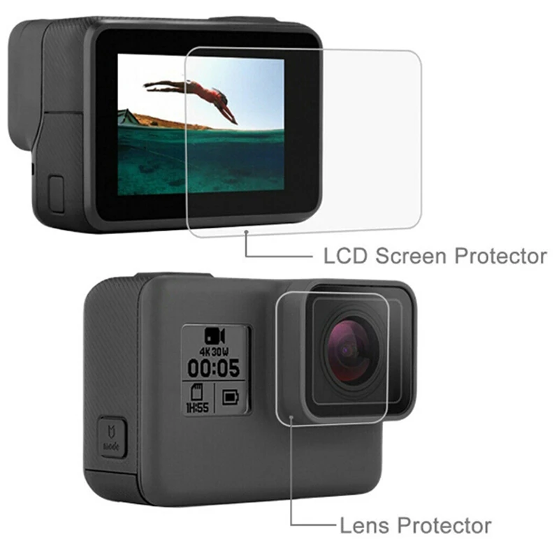 Новая закаленная пленка для Gopro Hero 7 6 5 Аксессуары Защитная Go Pro черная Экшн-камера