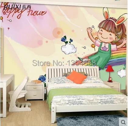 Пользовательские большие фрески детской комнаты фон обои радуга мост |