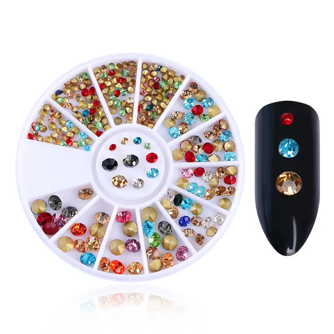 Colorful Sharp DIY ногтей колесо Типсы Кристалл Сверкающие Стразы 3D дизайн ногтей украшение белый AB Цвет акриловое сверло - Цвет: Colorful Sharp