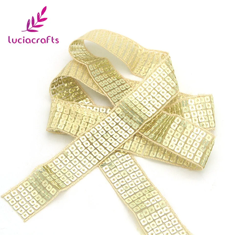 Lucia crafts 1 ярд/лот Блестки Бисероплетение отделка Кружева Spangle ленты DIY ручной работы шитье головной убор свадебное украшение R0803