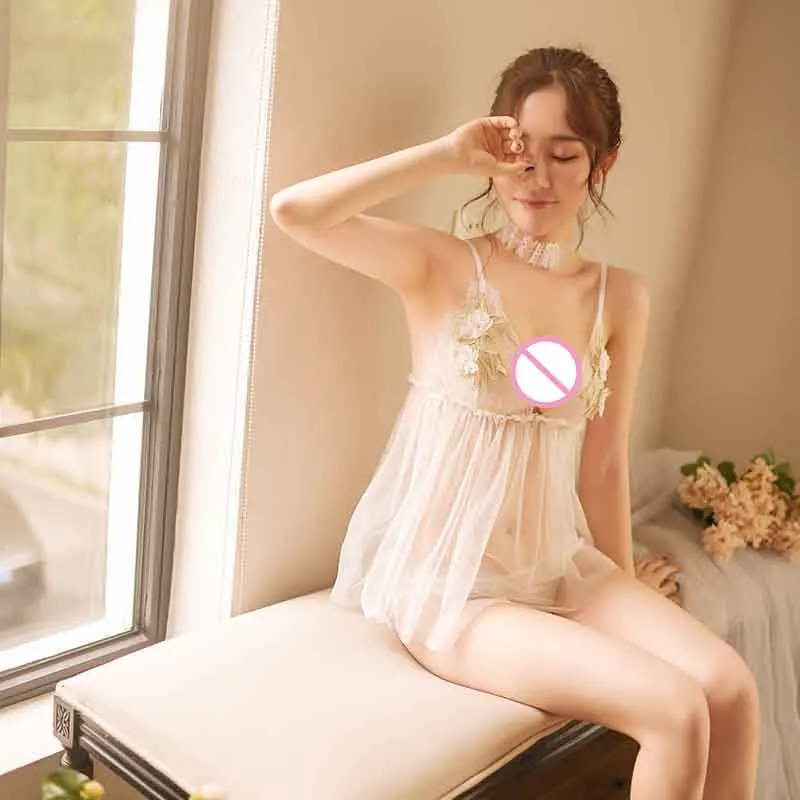 Сексуальные пижамы перспективный кружевной пеньюар из газовой ткани комплект