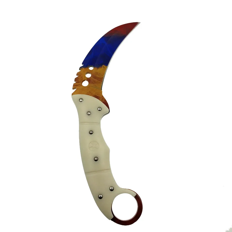 Color doppler Прямая поставка, тактический нож CSGO karambit, зуб тигра, фиксированное лезвие, нож doppler, охотничий спасательный нож, выцветающий цветной нож - Цвет: Color doppler