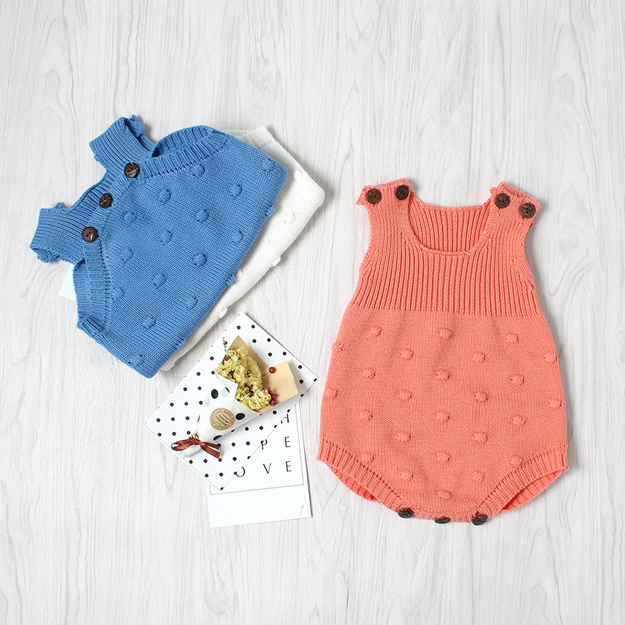 На осень-зиму Детский комбинезон вязать Новорожденные для девочек детские