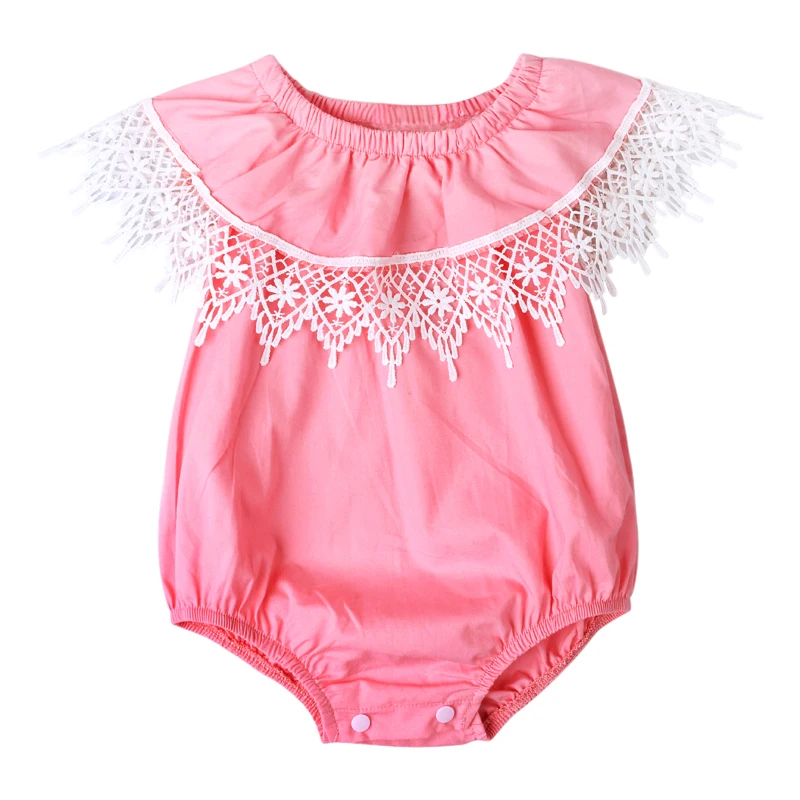 Новинка 2017 года Стильный милый кружевной комбинезон для новорожденных девочек