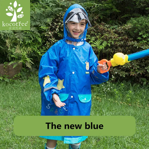 New blue Kocotree, студенческий рюкзак с поясом, дождевик для маленьких детей, с рисунком, непромокаемый дождевик для девочек и мальчиков, водонепроницаемый пончо, дождевик - Цвет: New blue