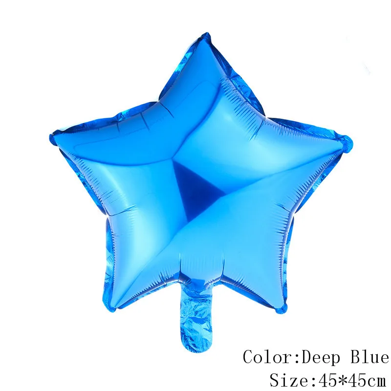 Синий 6 шт. детский душ Globos 18 дюймов Белый розовое золото Звездные гелиевые фольгированные шары день рождения девочки мальчика 1st вечерние Принадлежности Декор чистый цвет - Цвет: Синий