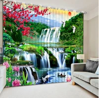 luxury blackout 3d window curtain for living room waterfall scenery curtains
