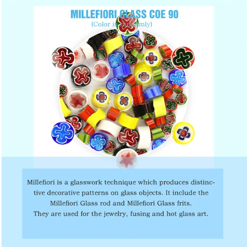 

500g/Bag Colorful Flower Fusing Glasses Mixed Beautiful Millefiori Glass Microwave Kiln Accessories for DIY Craft Decoration