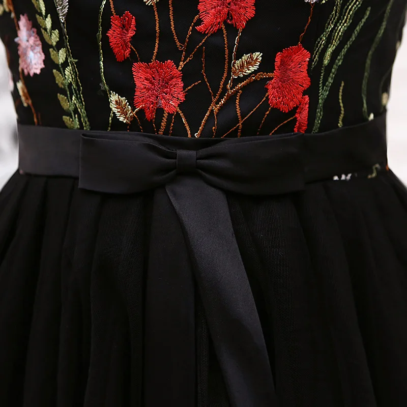 

FOLOBE Vintage Sexy Black Embroidery Tulle Sleeveless Women Girl Dresses Tea Length Formal Dresses Evening Party Dresses Z10