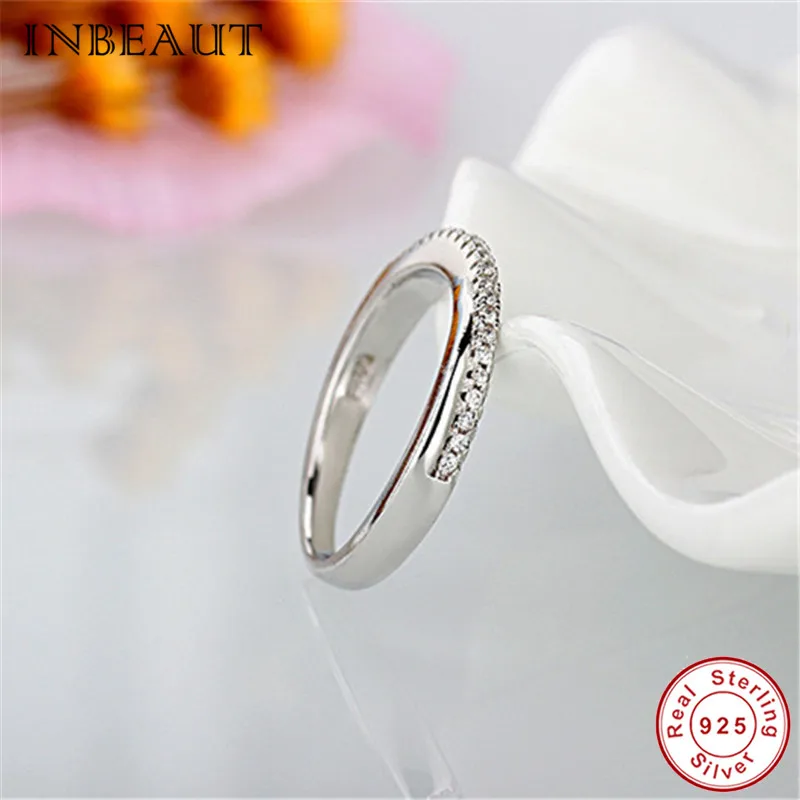 INBEAUT, женские кольца с крестиком, одноцветные, 925 пробы, серебряные, круглые, CZ камень вместе, Forever Destiny, Ультрамодный Рождественский подарок