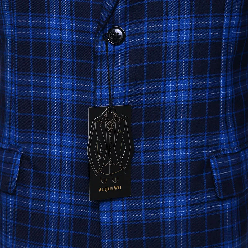 

FOLOBE Wool Blue Plaid English Style Blazer Fashion Slim Fit Jacket Masculine Blazer Coat Suit Men Formal Suits jacket