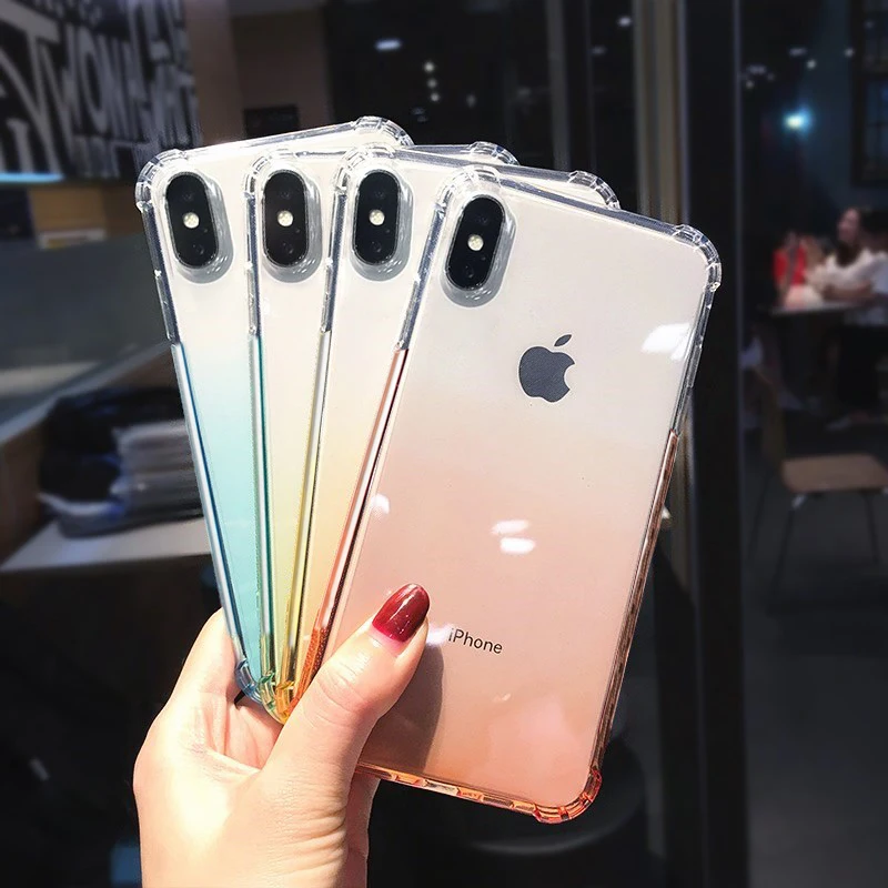 Градиентный цветной чехол для телефона iPhone 7 6 6S Plus прозрачный противоударный X XS XR