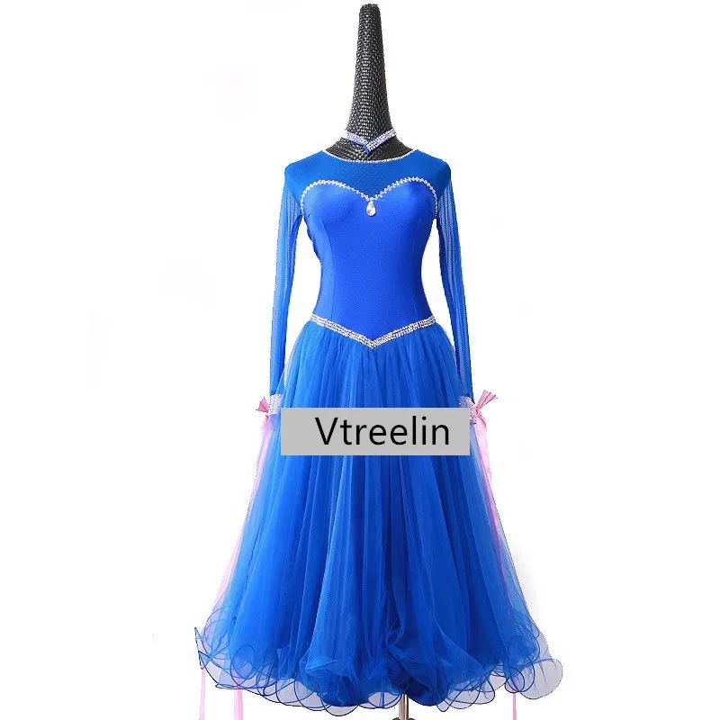 

customize blue ballroom dance dresses modern dance costumes ballroom waltz dresses tango Ballroom competition dress standard