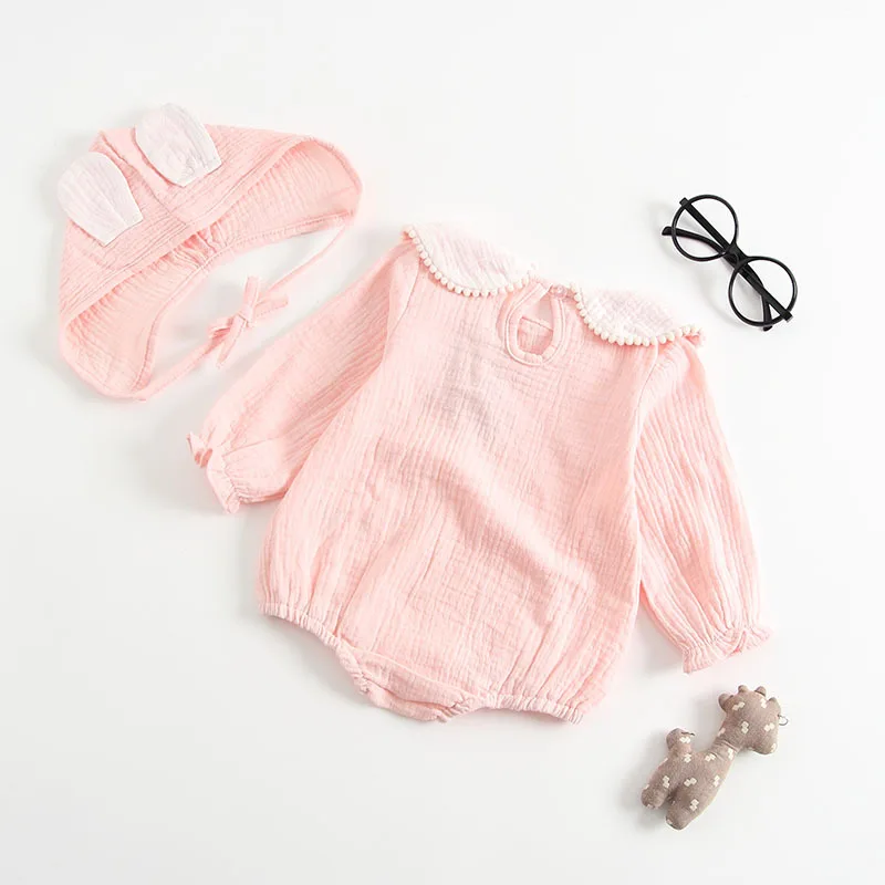 2 шт. детский хлопковый комбинезон с круглым вырезом и длинными рукавами|Ромперы|