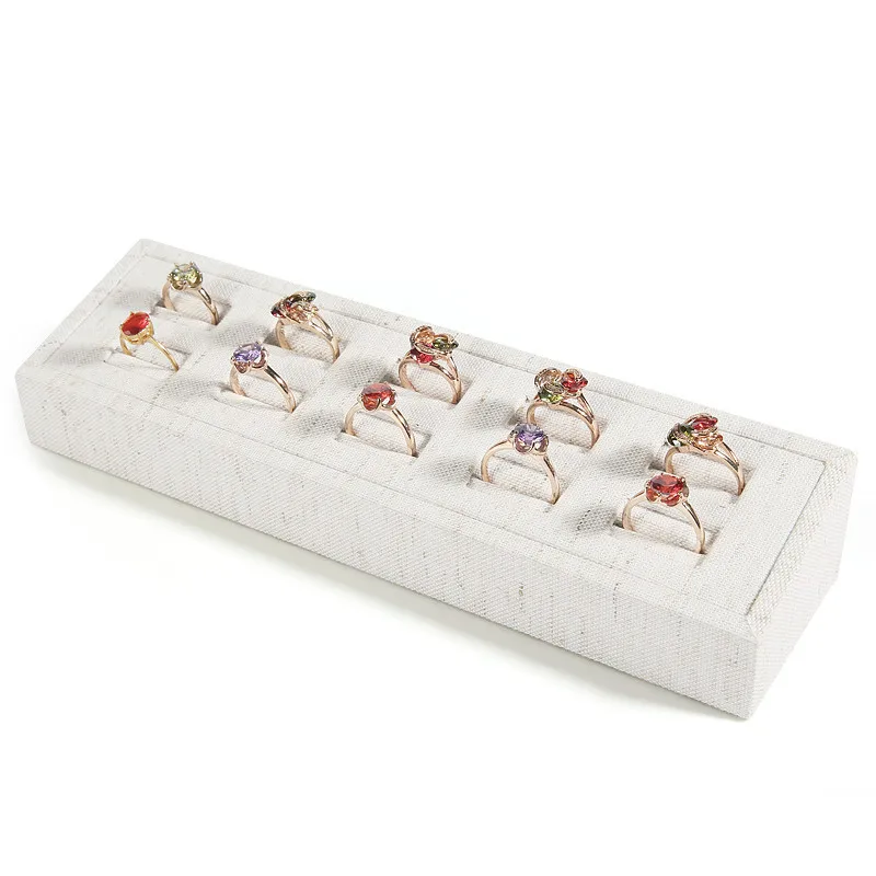 Новое модное белое льняное кольцо лоток для демонстрации ювелирных изделий