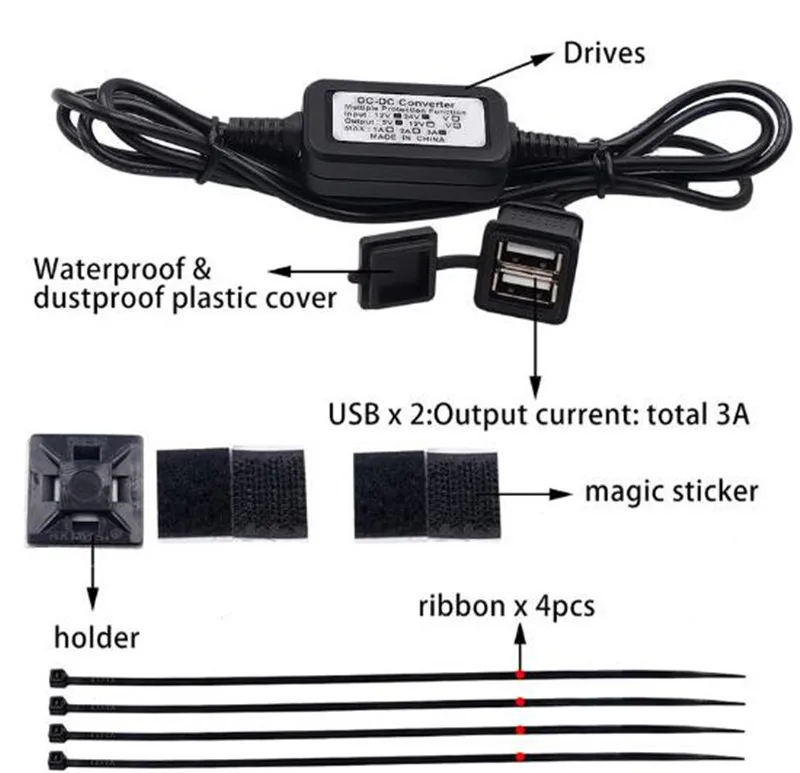 Водонепроницаемый 5 в 3 А автомобильное зарядное устройство для мотоцикла с двумя