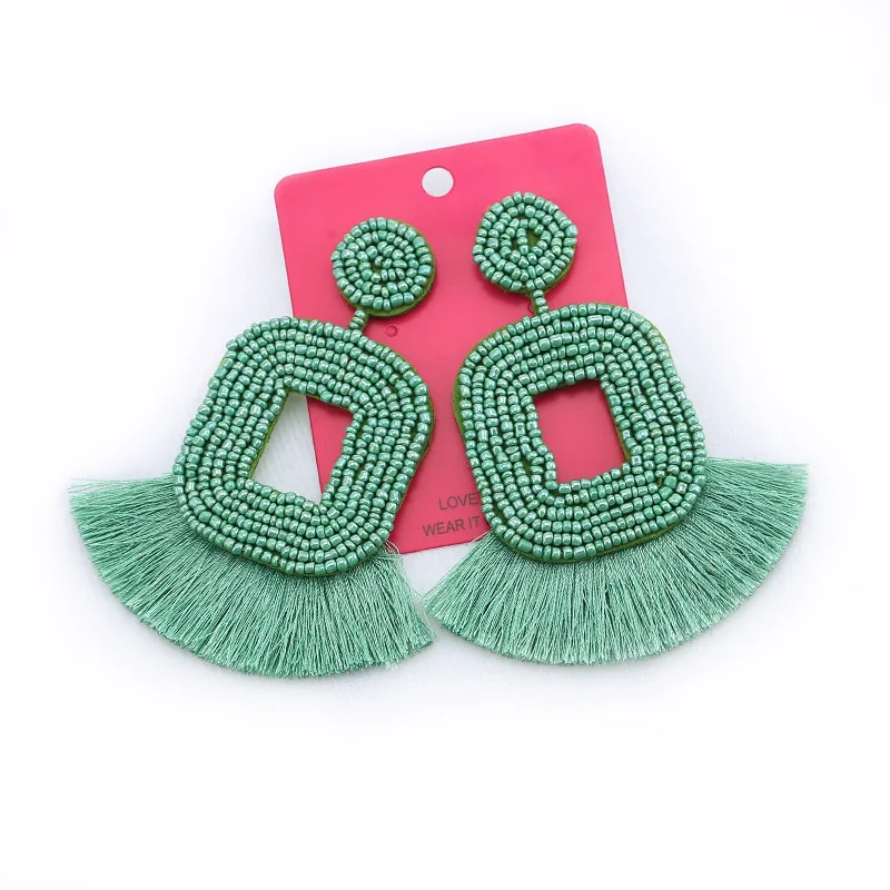 E1140 Green AB Sehuoran Boho массивные серьги, дизайн, геометрические серьги для женщин, Висячие серьги, висячие серьги, богемное ювелирное изделие - Окраска металла: E1140 Green AB
