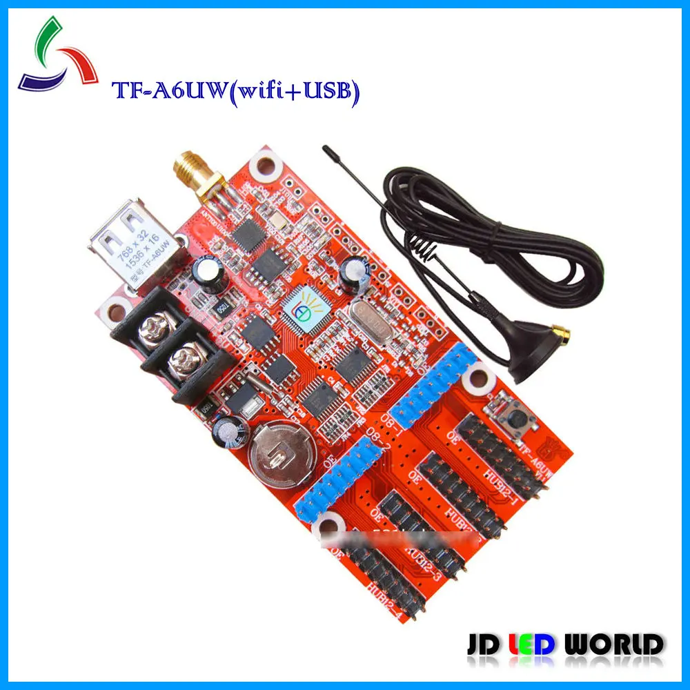 TF-A6UW USB и wifi контроллер светодиодного экрана P10, P16, P20, F3.0, F3.75, F5.0, P6 одноцветная и Двухцветная светодиодная контрольная карта