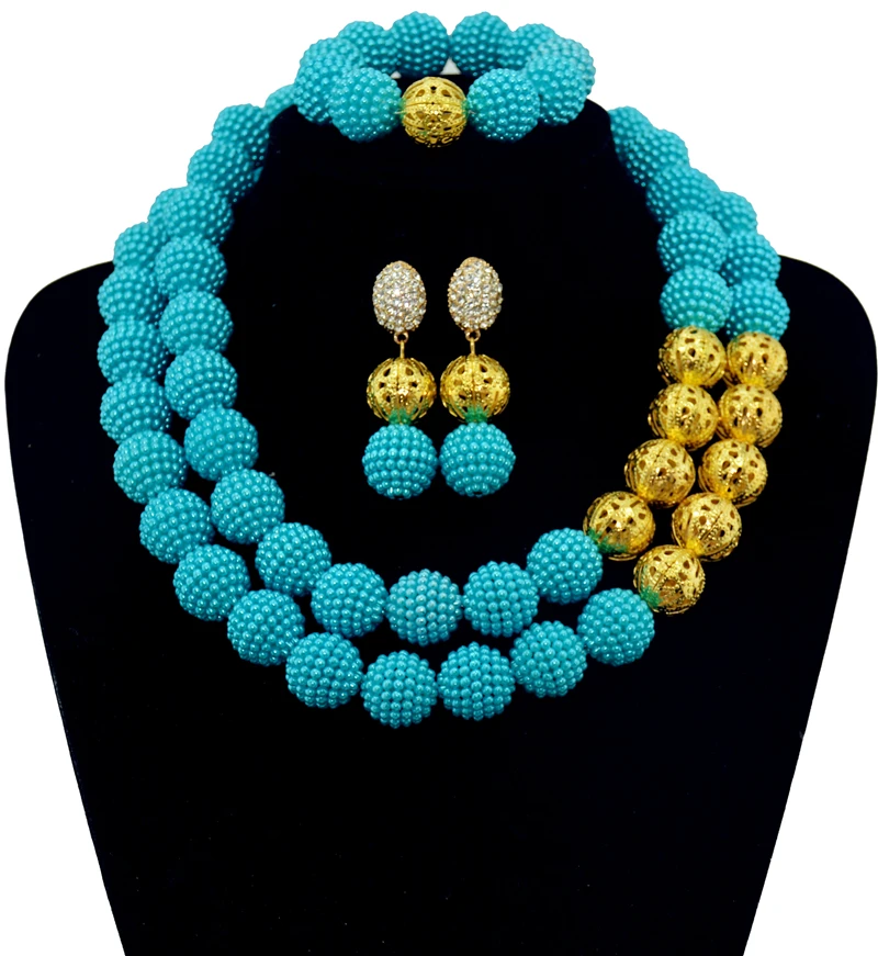 Роскошный светло голубой Свадебный комплект ювелирных изделий в африканском