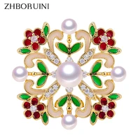 zhboruini 2019 natural freshwater pearl brooch simple enamel gold many pearls brooch pins pearl jewelry for women accessories