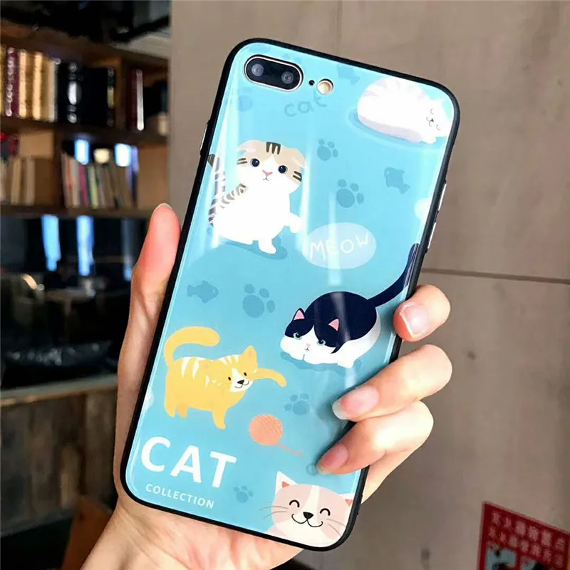 Мультфильм милый кролик Кошка телефона Чехлы для iPhone 6 6s 7 8 плюс цветок любви