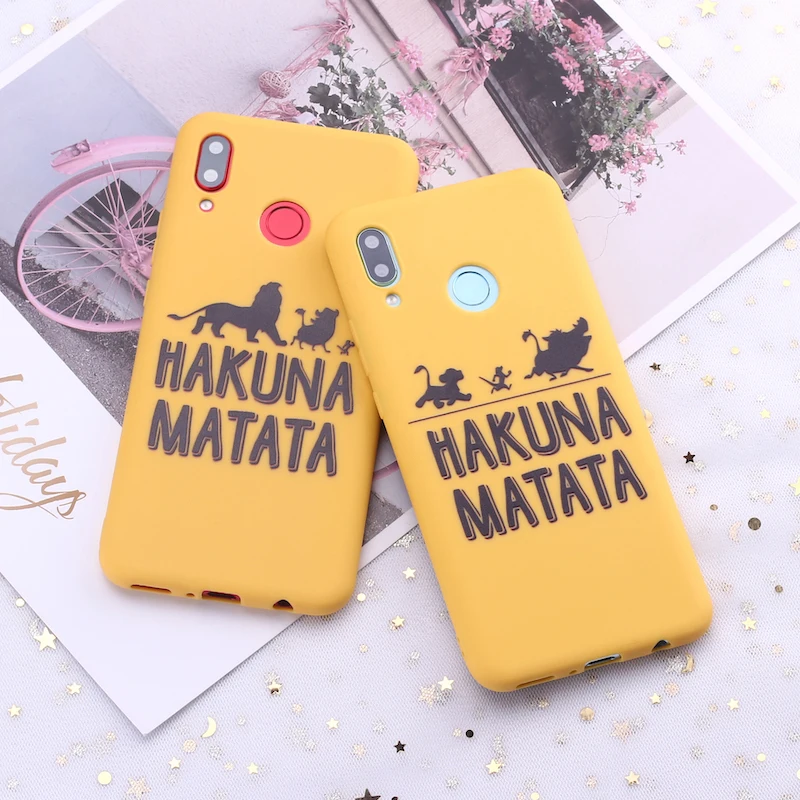Для huawei Honor mate 10 20 Nova P20 P30 P Smart Hakuna Matata Король Лев карамельный силиконовый чехол для телефона Capa Fundas Coque